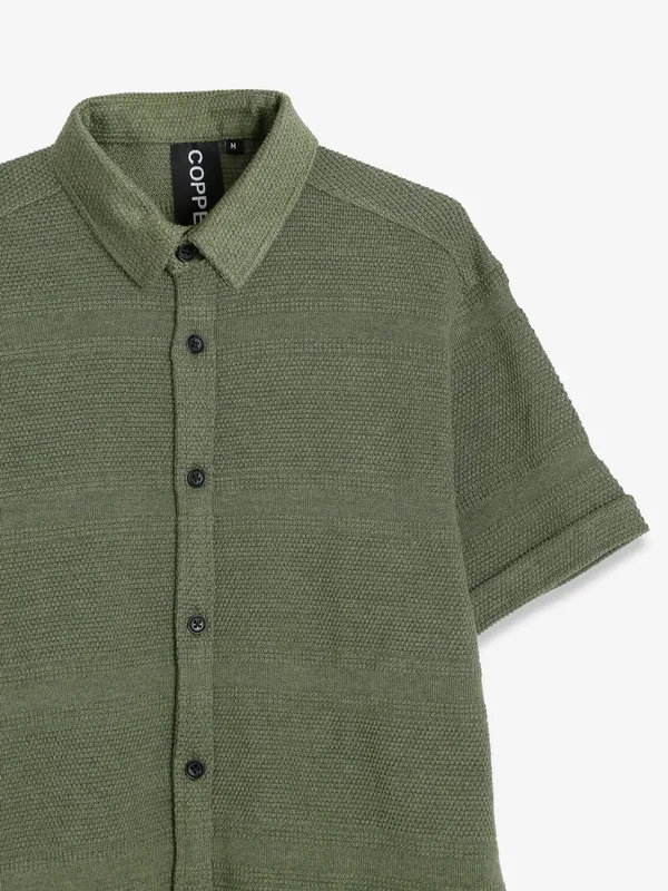 Copperstone olive knitted plain shirt
