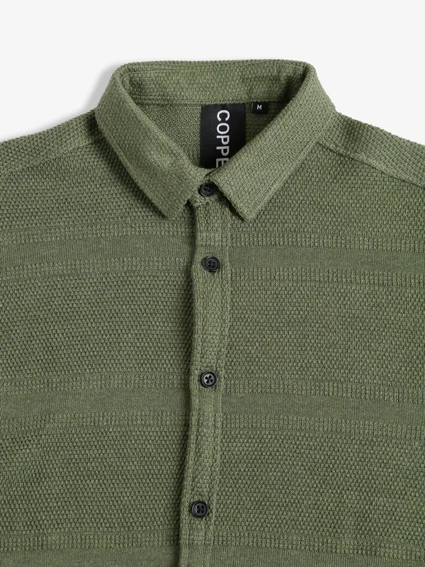 Copperstone olive knitted plain shirt