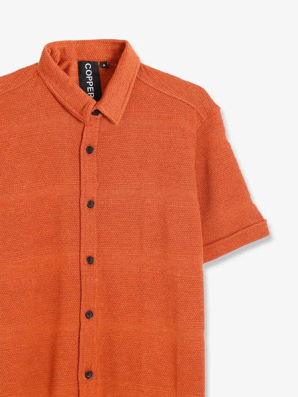 Copperstone orange plain knitted shirt