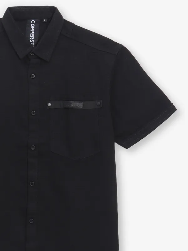 COPPERSTONE plain black cotton shirt
