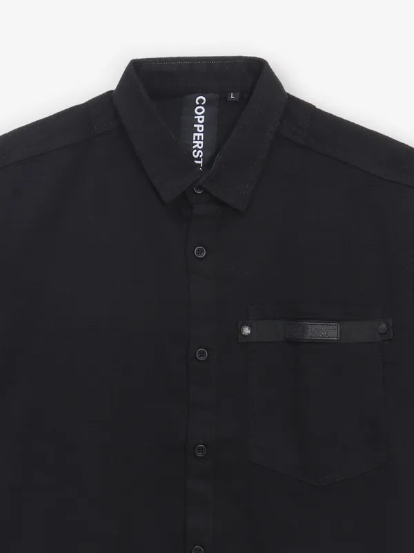 COPPERSTONE plain black cotton shirt