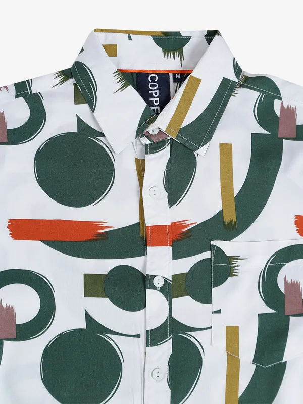 Copperstone white and green printed shirt