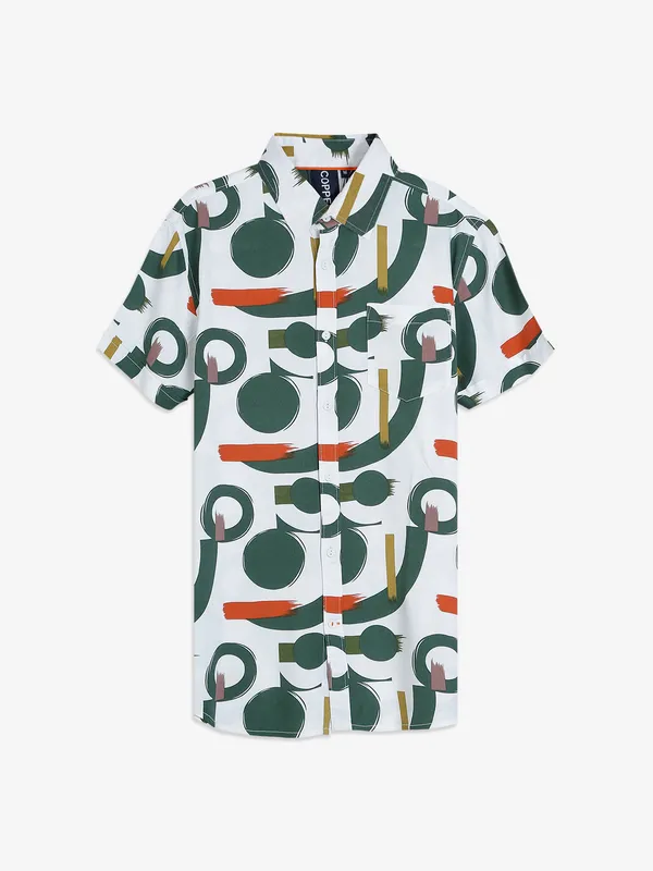 Copperstone white and green printed shirt
