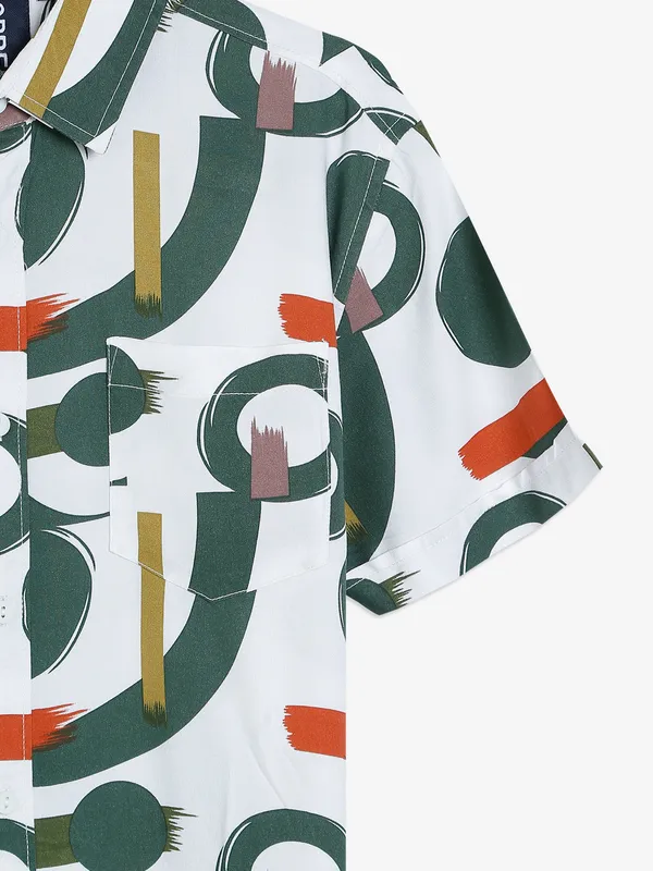 Copperstone white and green printed shirt