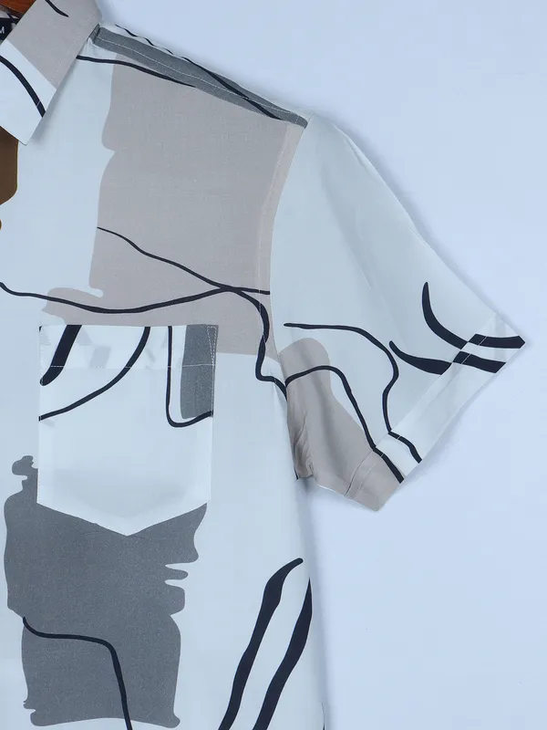 Copperstone white cotton printed shirt