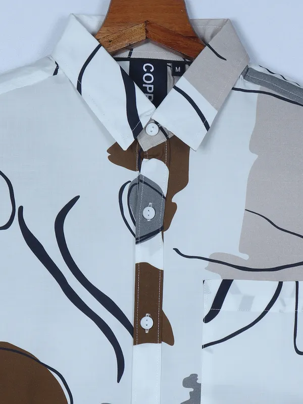 Copperstone white cotton printed shirt