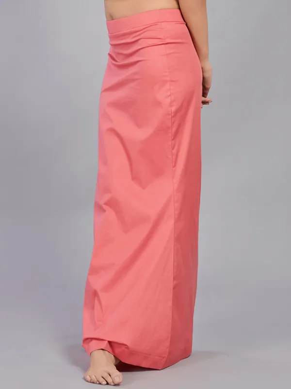 Coral pink lycra cotton saree shapewear
