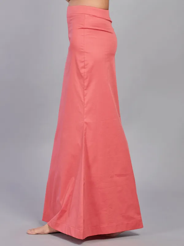 Coral pink lycra cotton saree shapewear