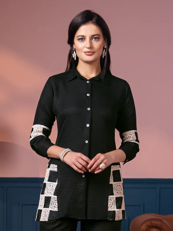 Cotton black casual co ord set