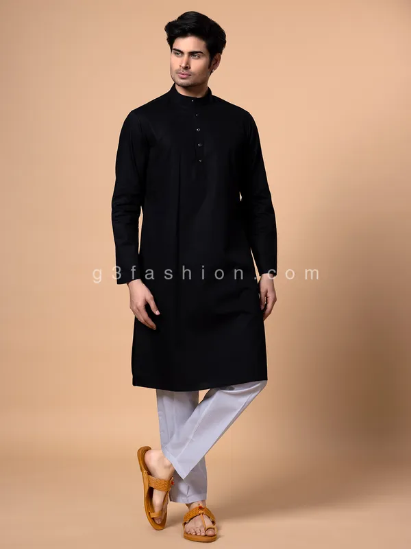 Cotton black Kurta Set for Men