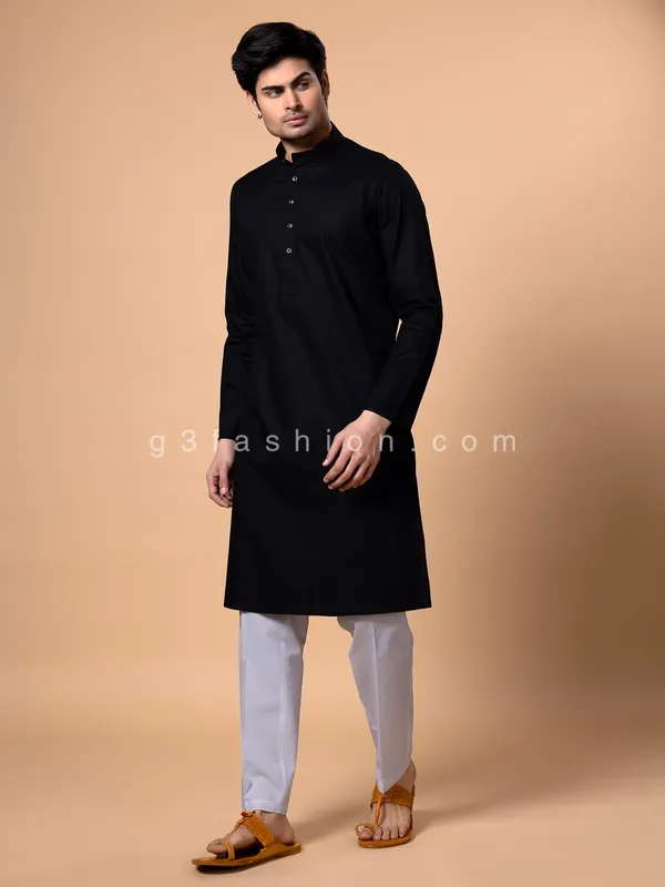 Cotton black Kurta Set for Men