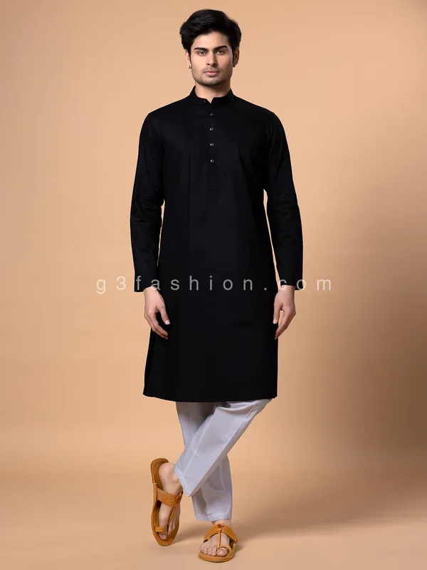 Cotton black kurta suit for men