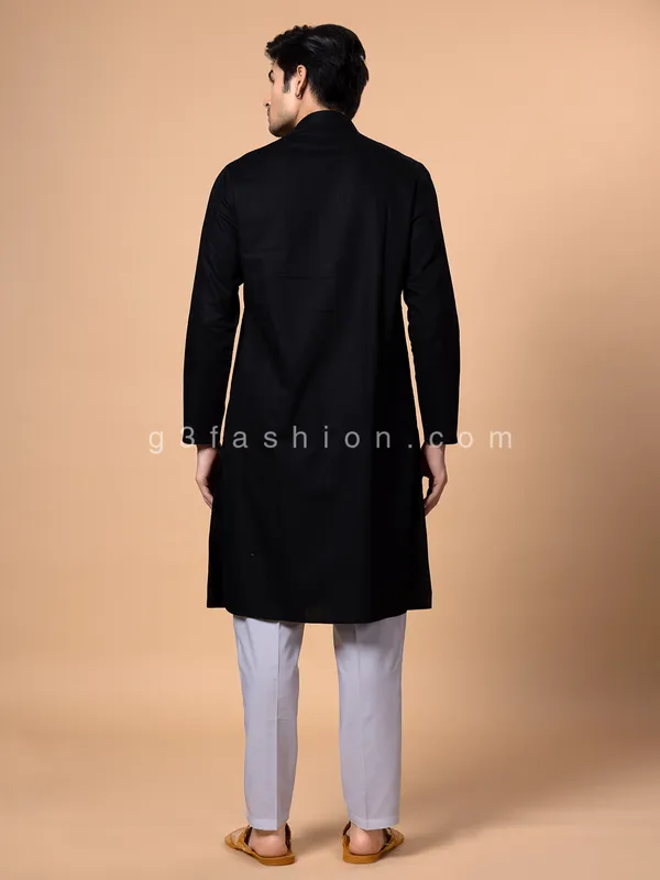 Cotton black kurta suit for men