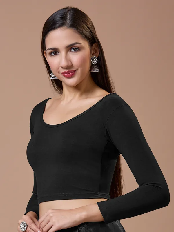 Cotton black readymade blouse