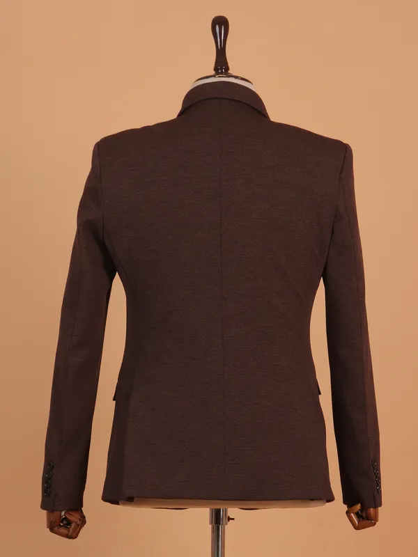 Cotton brown textured blazer for men