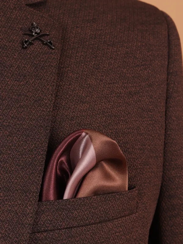 Cotton brown textured blazer for men