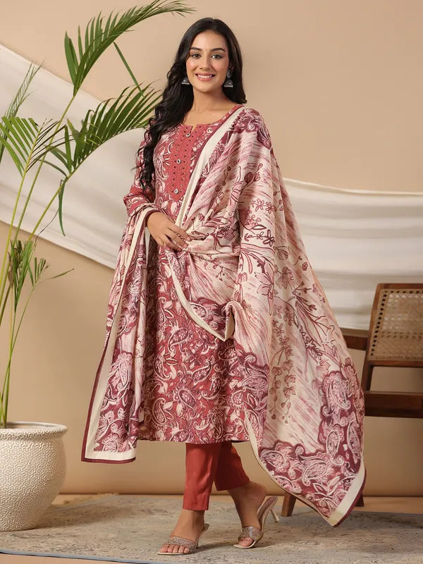 Cotton casual brown kurti set