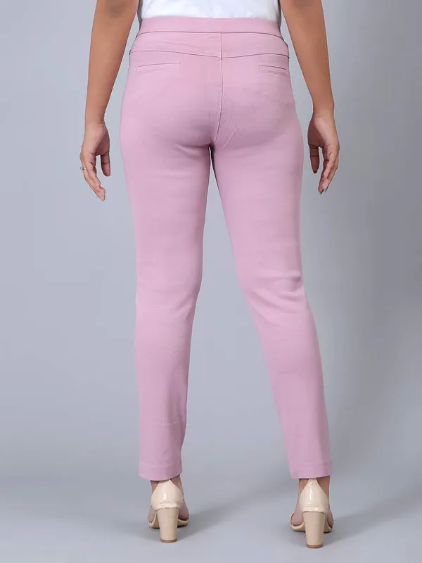 Cotton casual wear pink jeggings