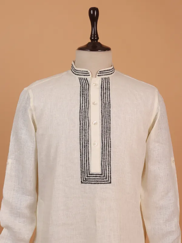 Cotton cream kurta suit for men