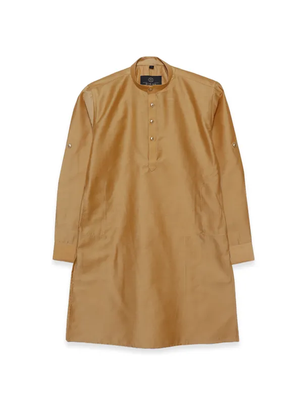 Cotton khaki plain kurta suit