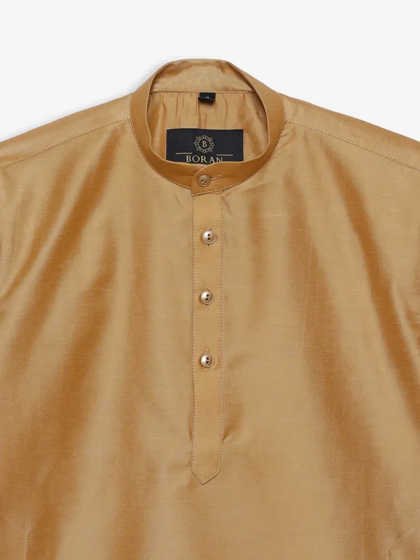 Cotton khaki plain kurta suit