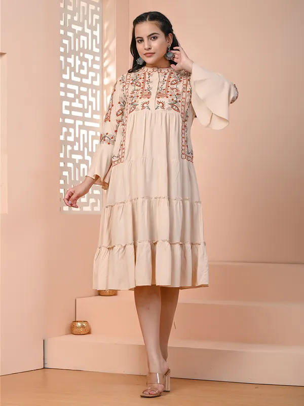 Cotton long kurti in cream