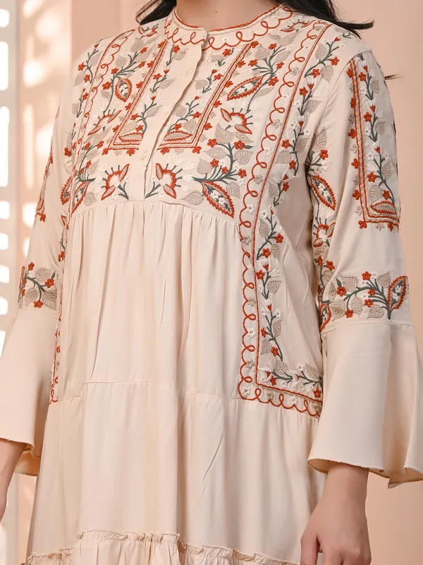 Cotton long kurti in cream