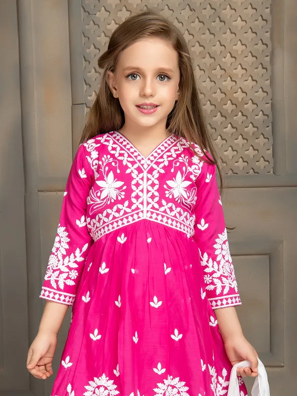 Cotton magenta embroidery salwar suit