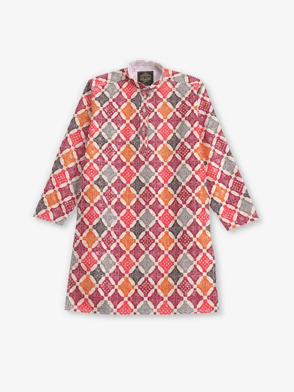 cotton maroon printed kurta pajama