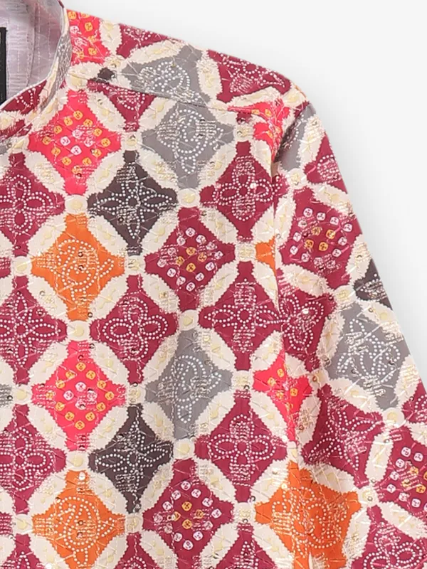 cotton maroon printed kurta pajama