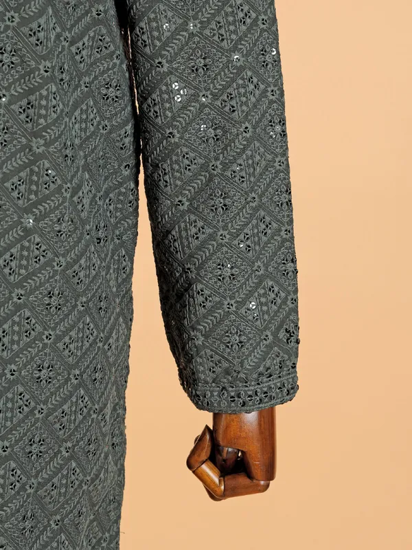 Cotton mehendi green kurta suit