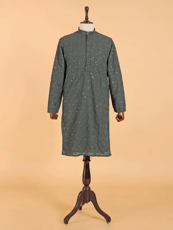 Cotton mehendi green kurta suit
