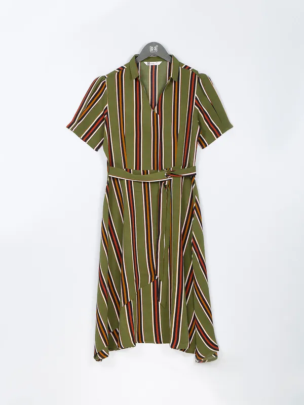 Cotton moss green casual dress
