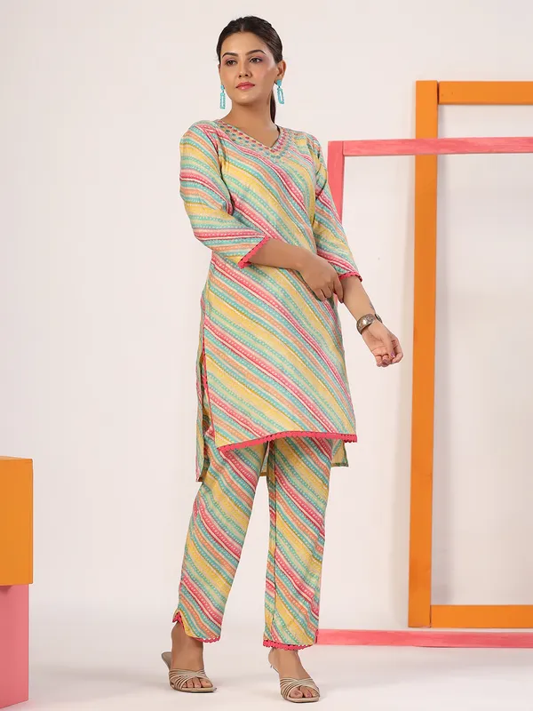Cotton multi color casual co ord set