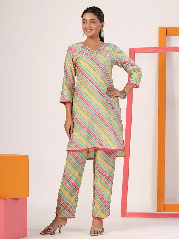 Cotton multi color casual co ord set
