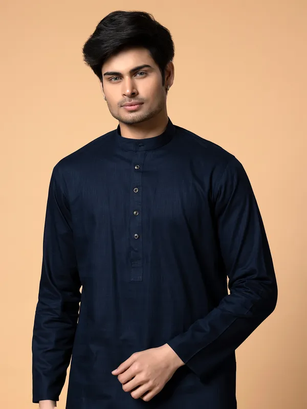 Cotton navy plain  Men Kurta pajama for festive