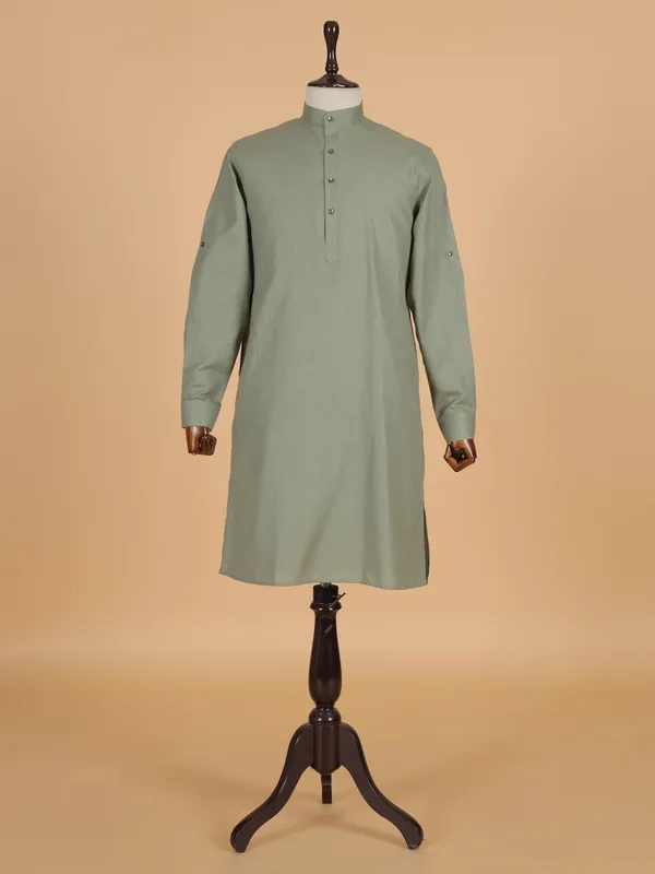 Cotton olive waistcoat set for men