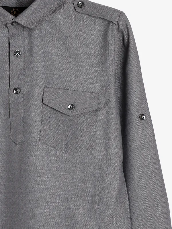 Cotton plain grey cotton pathani suit