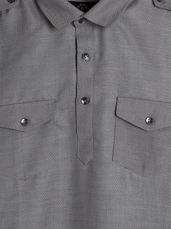 Cotton plain grey cotton pathani suit