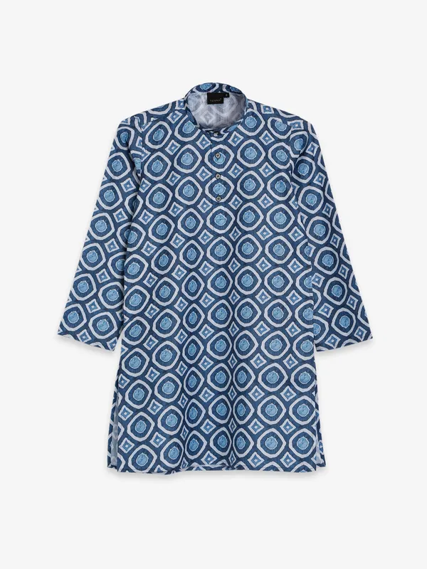 Cotton printed blue kurta