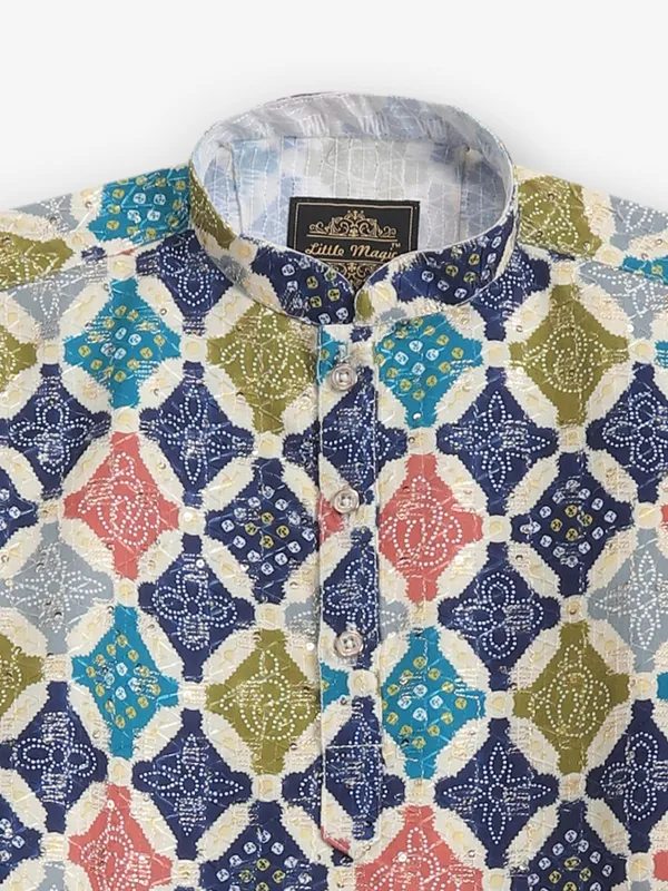 Cotton printed kurta pajama in blue
