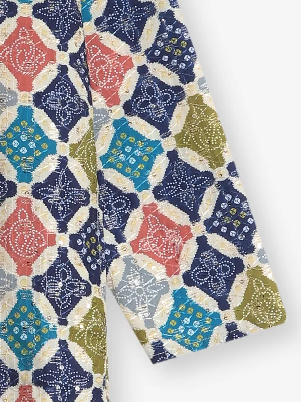 Cotton printed kurta pajama in blue