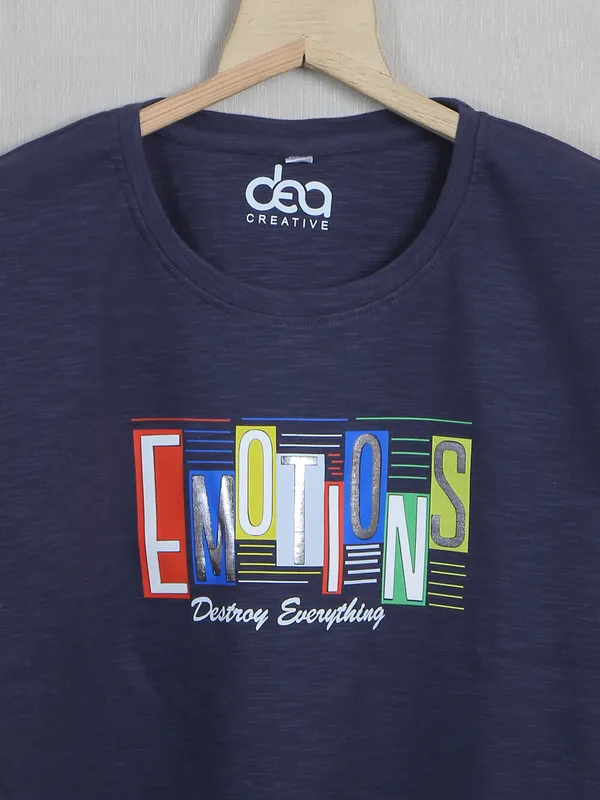 Cotton printed navy top for women