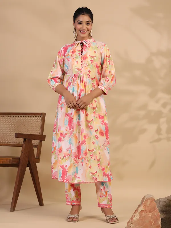 Cotton printed peach co ord set