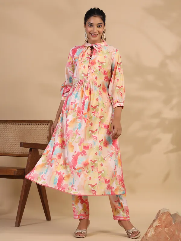Cotton printed peach co ord set