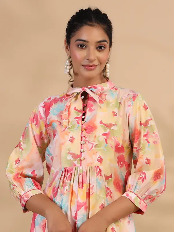Cotton printed peach co ord set