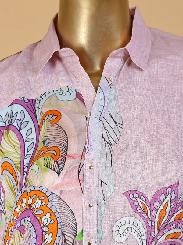 Cotton printed pink printed kurti set