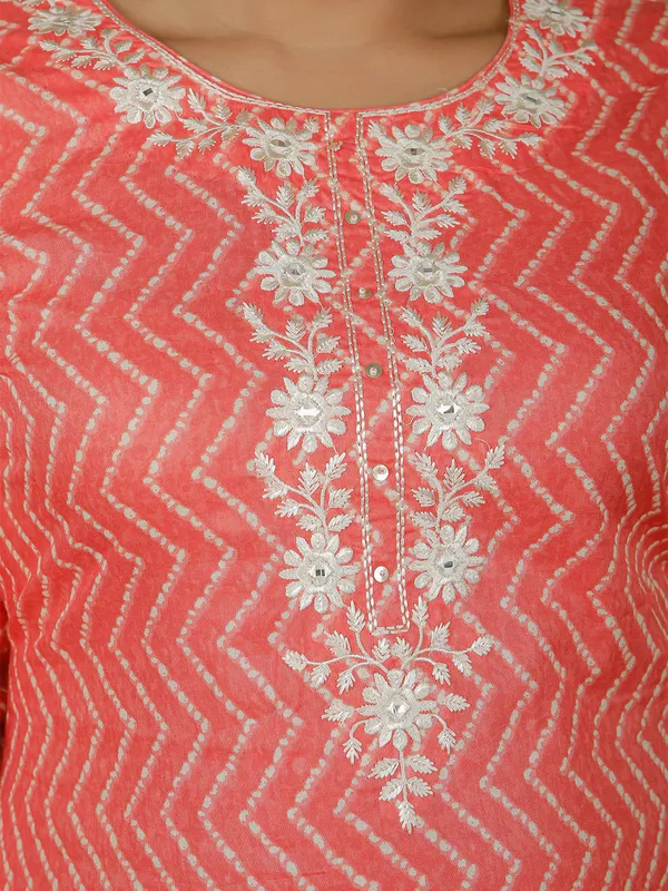 Cotton red festive punjabi style pant set