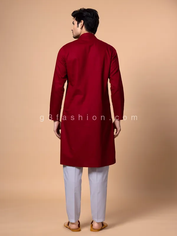 Cotton red kurta suit for festive