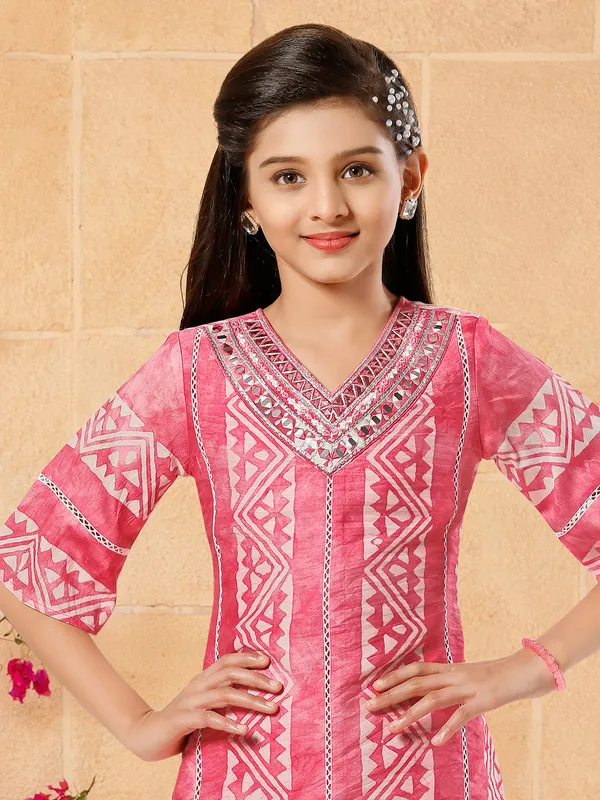 Cotton red printed salwar suit